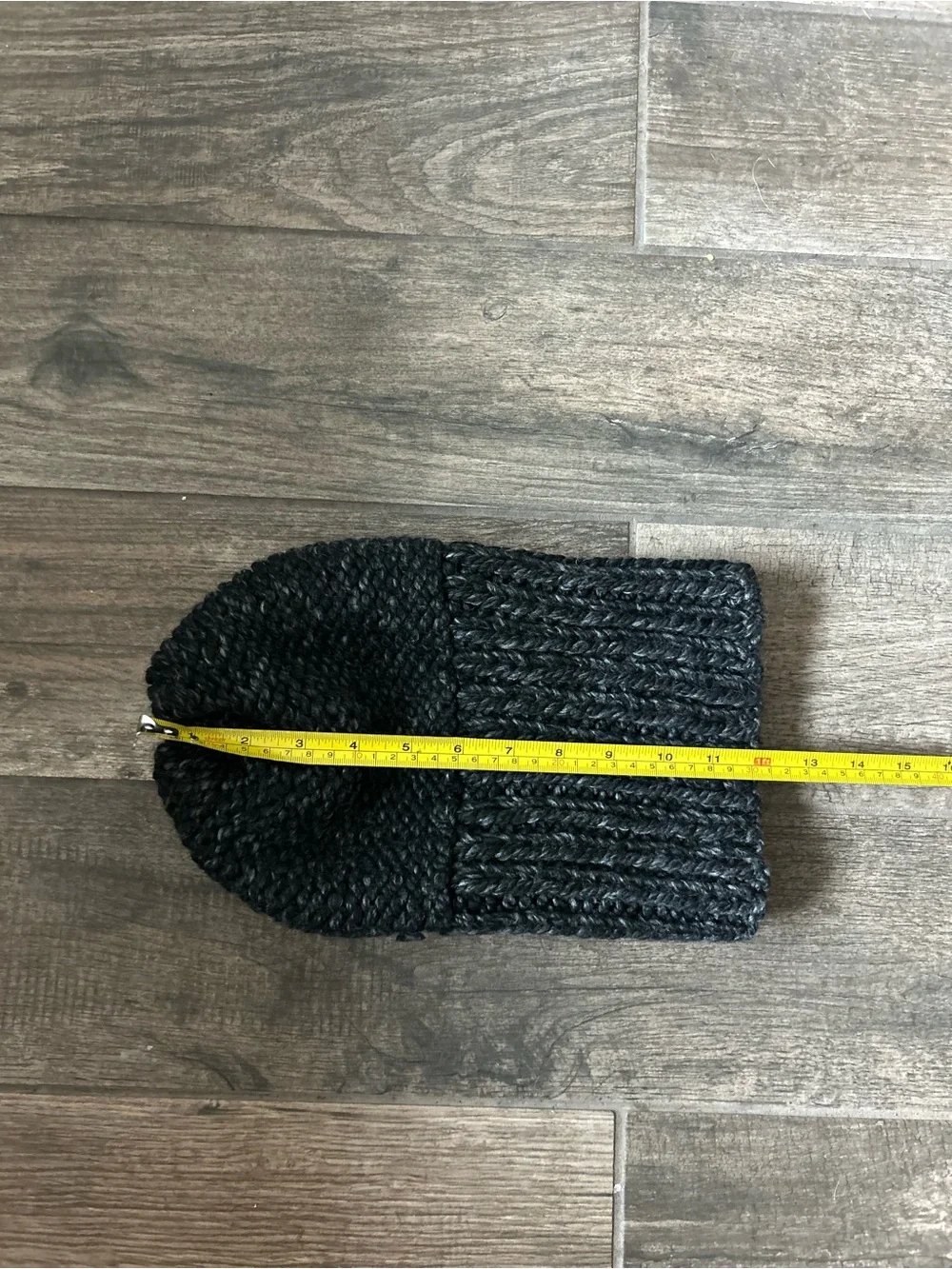 Handmade Unisex Cozy Charcoal Knit Wool Blend Chunky Cuff Beanie 12” NEW